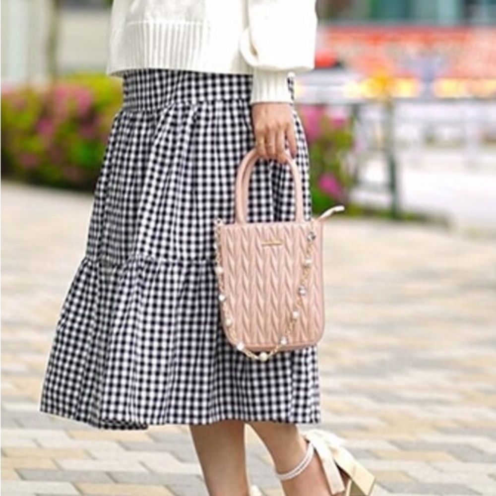 Boho Gingham Ruffle Maxi Skirt
